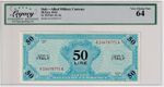 Italy - Allied Military 50 Lire 1943 P-M14b Legacy Graded UNC 64 A14478771A
