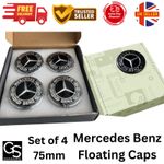 Mercedes 4x 75mm Floating Wheel Hub Caps Self Levelling Black New UK SELLER