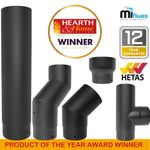 Single Wall Black Stove Pipe & Bends Vitreous Enamel Flue Pipe UK Made 5" 125mm