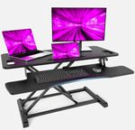 Sit-Stand Standing Desk Converter Height Adjustable Riser w/ Keyboard Tray Black