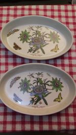 portmeirion botanic garden 2 x large oval flan /serving dish Passion flower 36cm
