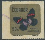 Ecuador 1969 Butterflies 50 C used Cable piece variety left and right unc.