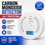 Carbon Monoxide Detector Warning Alarm Sensor LED Digital Battery Powered UK