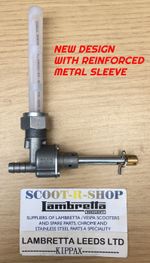 LAMBRETTA REAR EXIT O.M.G FAST FLOW FUEL TAP. MADE IN ITALY . NEW - FREE POST