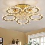LED Ceiling Lamp Crystal Gold Chandelier Living Room Bedroom Changeable Color UK