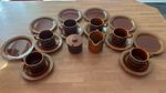 HORNSEA HEIRLOOM - 6 CUPS & SAUCERS, 6 SIDEPLATES, MILK JUG & SUGAR BOWL