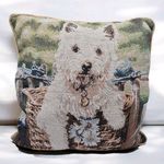 Vintage Tapestry West Highland White Terrier Westie Dog Cushion Cover & Pad