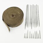 15M Titanium Heat Wrap Tape 50MM x 15M Exhaust Insulating Downpipe +10 Ties
