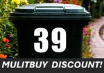 LARGE WATERPROOF SELF ADHESIVE STICKERS WHEELIE BIN NUMBERS WHEELY DUSTBIN WHITE