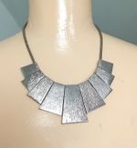 Large Silver Tone Metal Statement Necklace. Not Lightweight F130