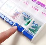 7 Day Pill Box Organizer Medicine Tablet Holder Push Button Open Storage Weekly