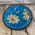 28cm Blue Daisy Flower Round Mosaic Handmade Ceramic Glass Tile Bowl Fruit