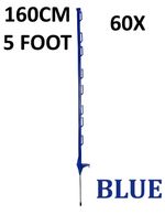 60 x 5ft (160cm) Electric Fence Blue Poly Posts Stakes tape rope horse paddock