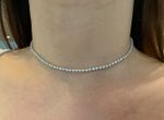 4.28 Carat Lab Diamond Round Cut Choker Necklace Platinum Plated 925, 13.5 Inch