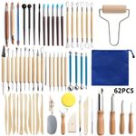 62PCS Clay Sculpting Tool Set Art Craft Pottery Ceramic Modeling Carving Kits UK