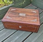 Early Victorian Rosewood Writing Slope with Mother of Pearl Marquetry