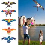 Kids Cartoon Eagle Kite Foldable Outdoor Flying Toy with Handle & String