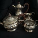 Regent Silver Plate 4 Piece Tea Set Garrard & Co London 1960s Art Deco Style Vtg
