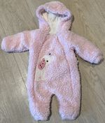 Girls Pink Hooded Fluffy Double Zip Snow Suit Age 0-3 Months