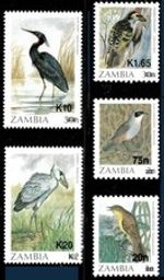 👉 ZAMBIA 1987 BIRDS surcharge MNH WOODPECKER, ETC