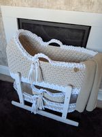 Made To Order 5-7 Weeks - Crochet Moses Basket Set + 2 mattresses  NOT STAND 