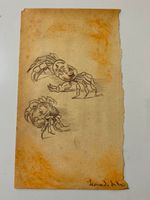 Leonardo Da Vinci Drawing on paper (Handmade) signed and stamped mixed media.
