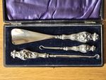 Art Nouveau Sterling Silver Grooming Set –Shoehorn, Buttonhook & Glove Stretcher