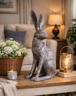 Large Sitting Hare Ornament 52cm Resin Rabbit Sculpture Rustic Home Decor
