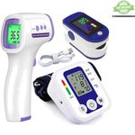 Digital Arm Blood Pressure Monitor LCD Automatic BP Cuff Oximeter Thermometer
