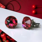 Ruby Effect, Red 6.5mm Stud Earrings. Made with Nickel Free Titanium.