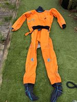 Peak UK Orange Paddling Drysuit L with Latex Neck/Wrist Seals & Socks/Booties