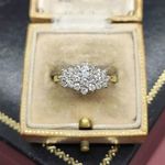 14K Yellow Gold Over 2.00 Ct Round Cut Diamond Cluster Engagement Ring Size P