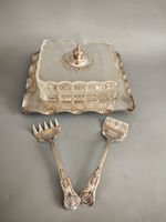 Vintage Sardine Dish Silver Plated With Cutlery