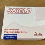 Shield GD45 Powdered Disposable Latex Gloves Medium New Box 100