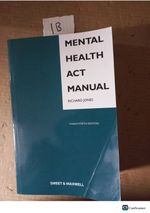 Mental Health Act Manual 25th Ed By Richard Jones