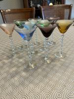 Vintage Coloured Coupe/martini Glasses X 9