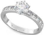 New 2.33 ct Ladies 925 Sterling Silver Princess Cut Wedding Engagement Ring