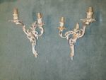 Pair of French style vintage brass sconce wall lights