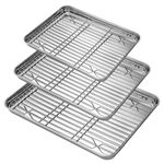 6pc Stainless Steel Baking Tray & Cooling Rack Set 3 Oven Trays Bakeware Kitchen