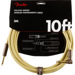 Fender 3M (10') Deluxe Series Instrument Cable - Straight/Angle, Tweed