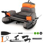 Inflatable Water Fishing Tube Boat 150KG Load 2 Flippers Pump Rod Holder Orange