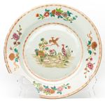 Chinese Qianlong Porcelain Plate Famille Rose Gilt European Aqua Birds Qing 18C