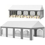 Outsunny 8 x 4m Party Tent, Marquee Gazebo with Sides, Windows and Double Doors