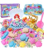 Mermaid Magic Sandbox Kit with 900g Magic Sand, Castle Molds, Gems, Sensory Toys