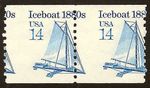 2134 - 14c Scarce Misperf Error / EFO Pair "Iceboat" Transportation Series MNH