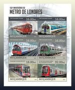 LONDON UNDERGROUND Metro Subway Railway Train MNH Stamp Sheet (2013 Mozambique)