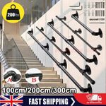 100cm-300cm Handrail Stair Rail Grab Balustrade Metal Staircase Banister Bar UK