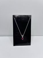 New Vintage Crimson Red Navette Stone Silver Toned Pendant Gothic Necklace
