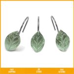 Decorative Leaf Metal Shower Curtain Hooks Rust Resistant Glide Rings 12 Pack