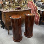 Pair of Art Deco Rosewood Style Pedestal Columns Jardinières